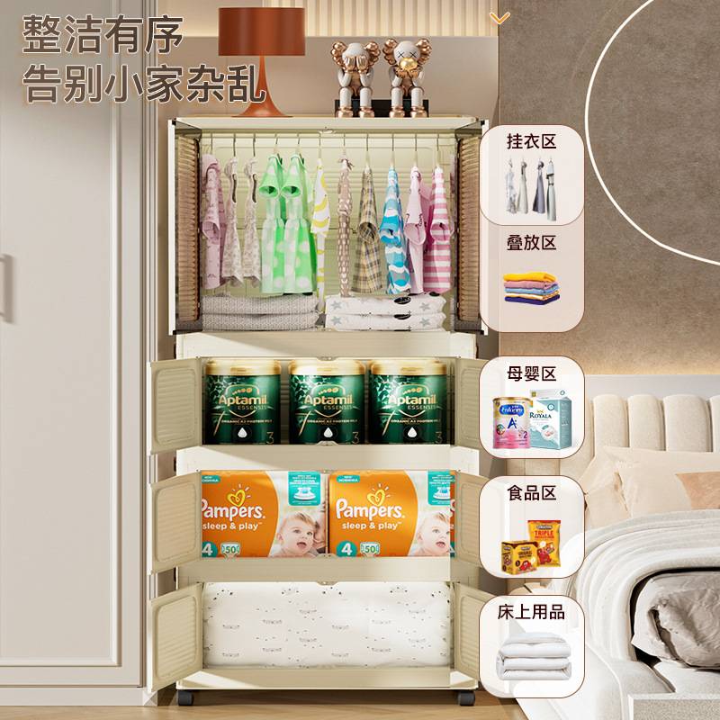 免安装折叠双开门儿童衣柜宝宝简易衣橱家用收纳储物柜家用柜加厚
