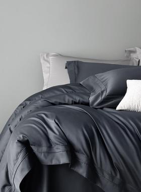 春夏100mlcS长绒四床件套简全棉贡缎极纯素色四季款裸睡被套上棉