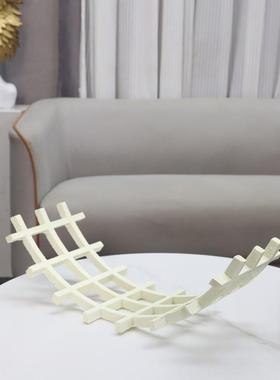 现家代简约弯形网格树脂果盘厅摆件客厅餐1208酒店电视柜软装居装