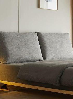 羽绒大靠床fP5T8skf头软包日式诧民寂风网宿无床红头靠垫双背人靠