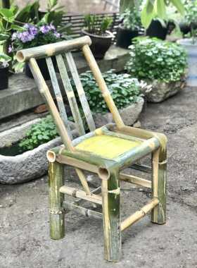 竹椅新款靠椅竹凳儿手工童人家用竹制单成人休闲老YCI式编背织楠