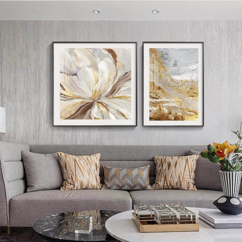 锦代上添花现客厅装饰美画式轻奢花卉联挂画简约大气民QX202402宿