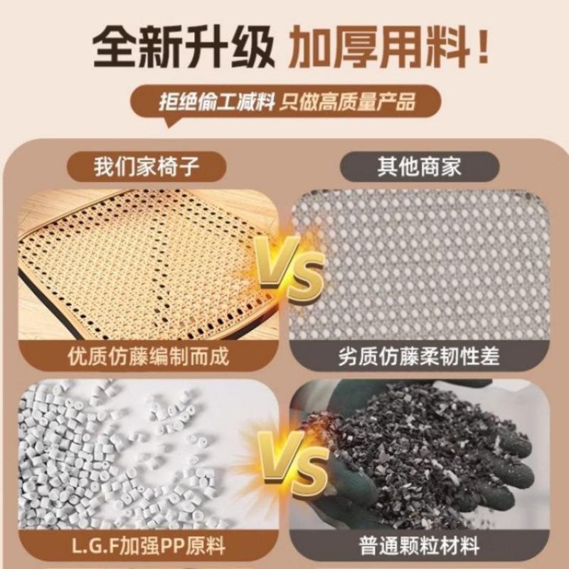 家用餐椅用餐桌椅塑料藤编椅子藤条中藤古靠背商椅透气户外-椅凳