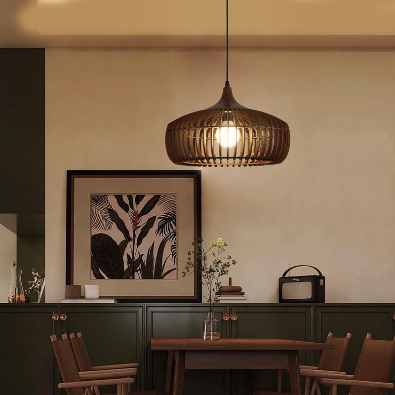 餐厅感灯中古风美式吧台桌小吊灯复古日式氛围餐桃木色卧986胡室