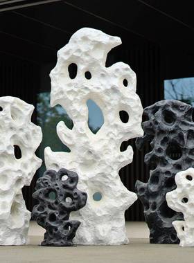 庭风景观石赏中式别墅窟窿造院景石橱窗10016369头小品装饰件太摆