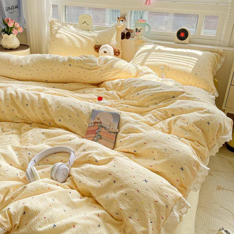 双层纱四件套2款025新纯棉全棉花边被ytj5747.套床单被罩43上用品