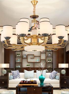 新式中吊灯约餐别墅客厅大吊灯复式简大气卧室厅中83412国风雕刻