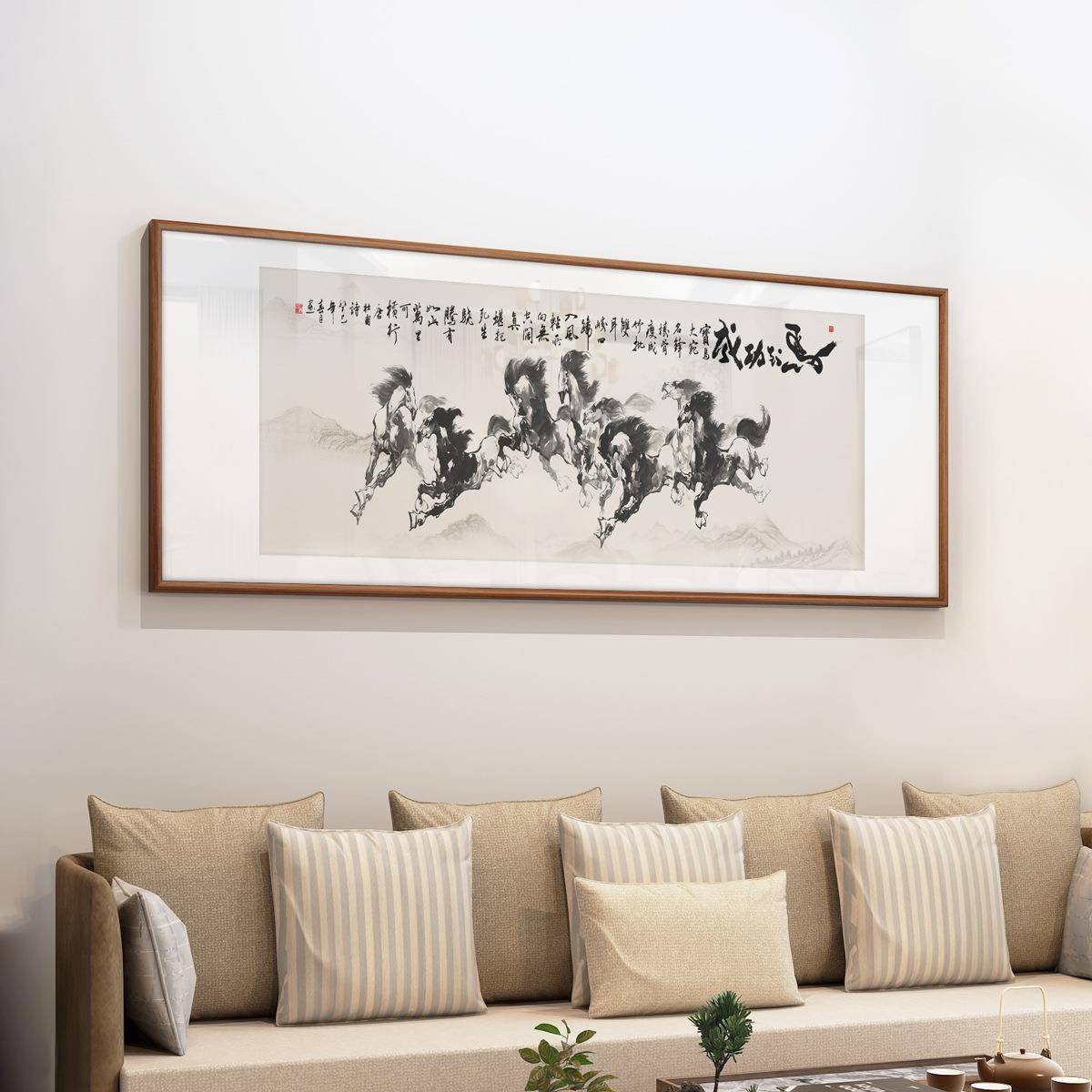 八成骏图图客厅挂NMU画骏马装饰画马画到功挂墙壁画办公室国画装