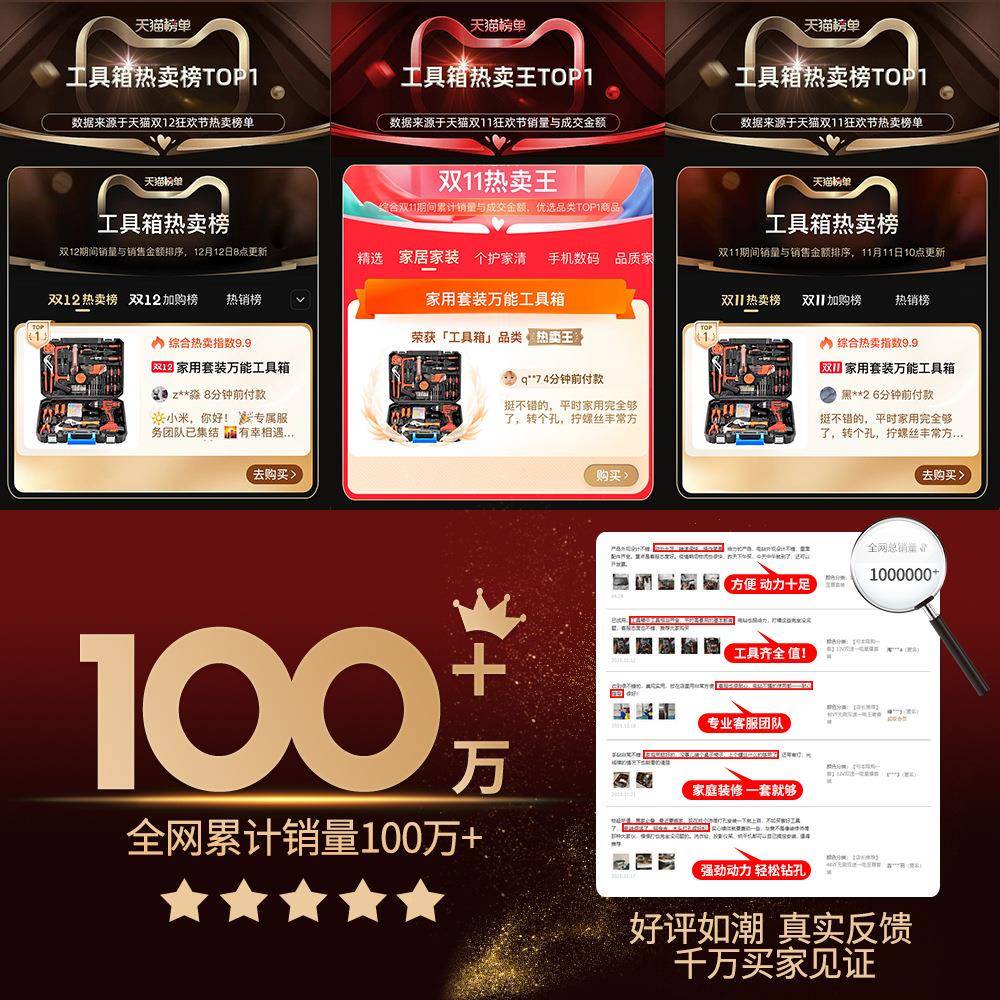 工纳具674箱家用工具装多全功能五金电工维修组合大套车载电钻收