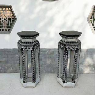 架石雕中式花架盆景台石花头台仿古花盆架底座庭院户外地石雕落子