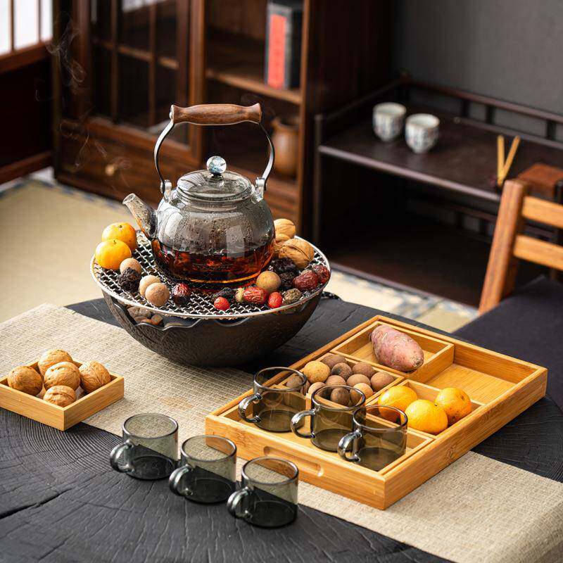 舟电陶炉煮煮茶器围炉茶家用室内插安电烤玻茶璃安舟烧水壶煮茶壶