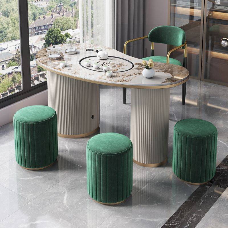 轻奢岩板阳台茶桌椅组合简约现代茶台茶具套装一体客厅家用泡茶桌