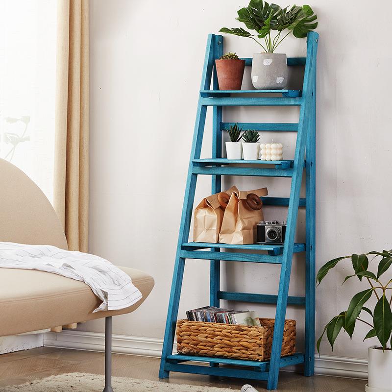 量地多层置物架折叠落收纳架梯形FUF隔板大花盆实木书架容厨房储