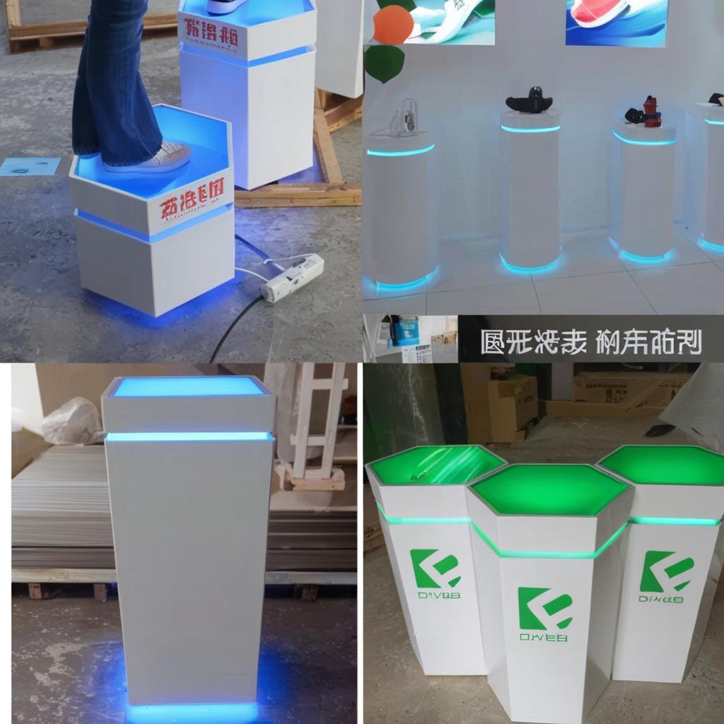 825烤漆制六玻角方形璃展台展柜带科技馆会商木业精品展台发灯光