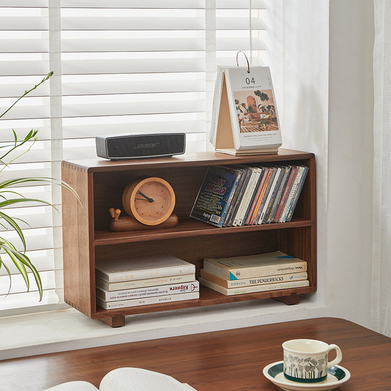 木质多层桌面置物落地q架水杯收纳实木架黑胡桃木茶具杯子储物柜