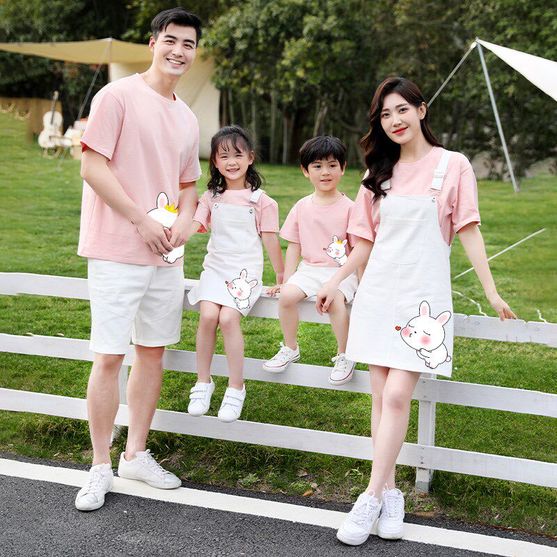网红亲子装夏装2025新款炸街姐弟家庭装母子母女装牛仔连衣裙套装