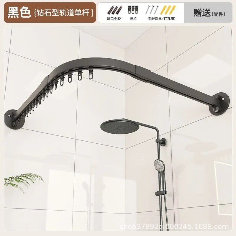 弧形防水浴帘滑轨n浴帘杆加厚折叠卫生间洗澡淋浴浴室隔断帘图片