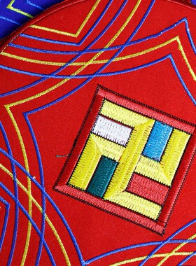 藏式八吉祥十字铃杵垫子法器垫 B手工刺绣手鼓垫防滑 多色可选