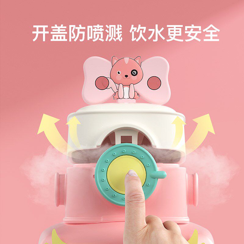 卡通相机保温杯大容量女水y杯子带吸管学生可爱便携背带水壶