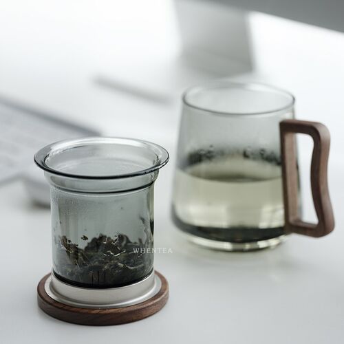 闻说苍月泡茶杯 玻璃带盖过滤水杯简I约大容量茶水分离茶道杯子
