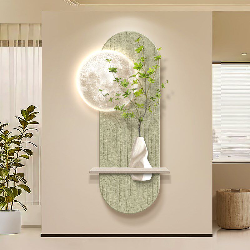 侘寂风玄关装饰画极n简约现代高级感壁画灯入户正对门走廊过道挂