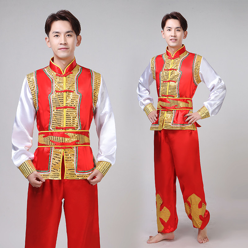 男款秧歌服舞蹈服装打鼓服演出服舞龙舞狮中国风抬轿轿夫服装成人