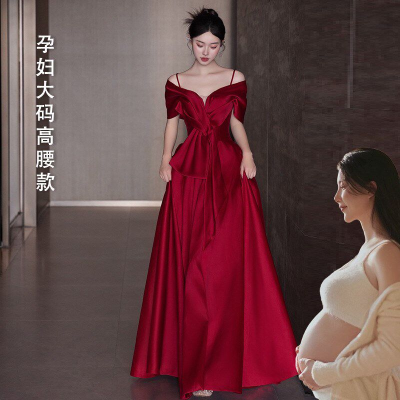 敬酒服女胖mm显瘦2025新款简约气质小个子孕妇新娘结婚订婚礼服裙
