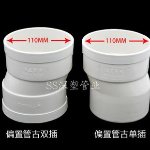 110PVC排水管预埋偏心直接 调节中间距下水管接头 偏置直接