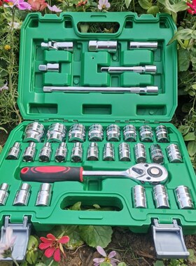 手动套筒扳手32件套筒组套工具8-32mm汽车修理组合套装车载家用