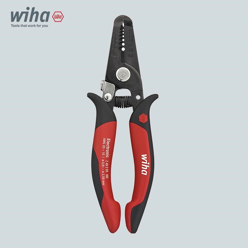 德国wiha威汉多功能电工剥线钳进口精密拨线钳防滑手柄专业剥皮钳