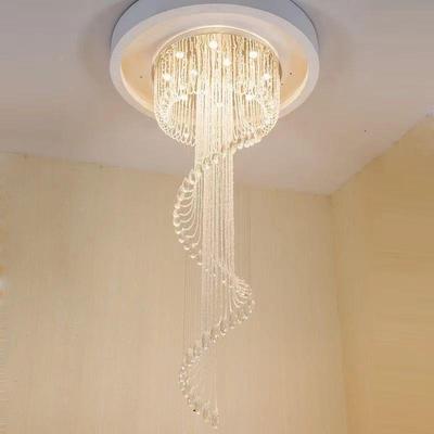 爆款LE水晶D吊楼灯别墅客厅大复楼挑空式旋转梯9512轻奢