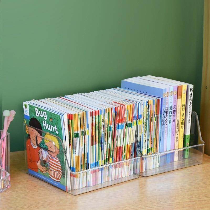 亚克无品牌/力书立架书学本柜收盒透明纳生儿童绘本整理桌面置物