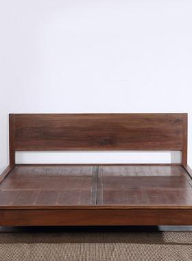 美新中实木大1.8米双床人床北黑54583胡桃木家用主卧床现代式中式