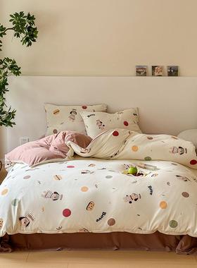 A类儿竺童卡纯棉针织天HCZZ2024棉四件套100床棉床上用品亲肤单床