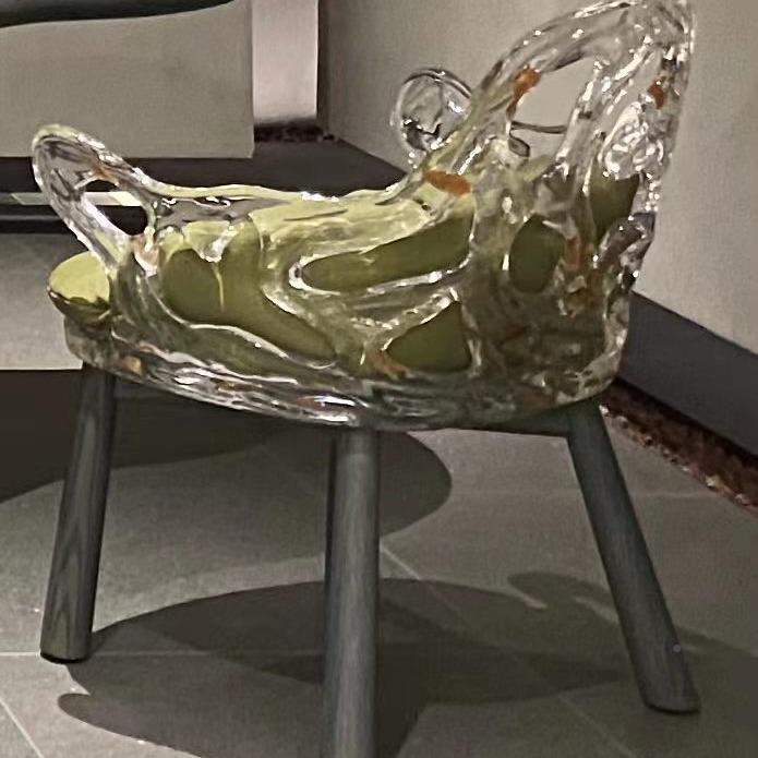 轻桌奢闲几透明茶树脂餐椅家用吧台JQA办公室靠背休水晶座椅子家