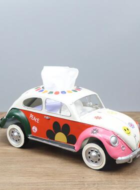 复古创意铁艺甲件壳虫巴型士纸美巾QC117盒式抽纸盒模道具汽车摆