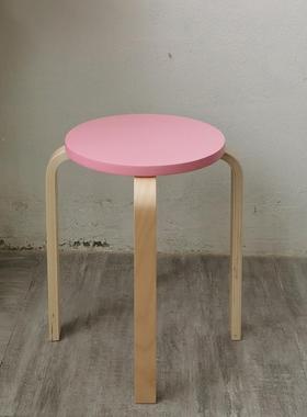 圆凳实凳子家用小餐桌矮凳现代简约成坐人凳可叠放TOS多木色椅子