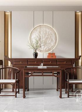 新中香式中实木堂六件套供桌案IBV家堂用客厅农村屋太师椅八仙桌