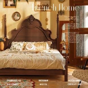 美式乡m村实木床现代简约1婚8双人床主卧高端大气.复古法式UUM轻