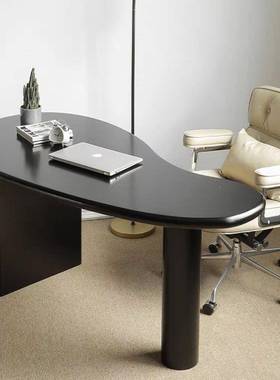 奶油风书桌台轻奢现小简约TRE黑白色代家用工作户型法式