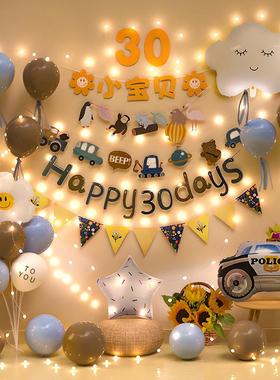 宝满月布置装饰百拍照女道具男场景气球纪念满月礼30天宴NLB1天0