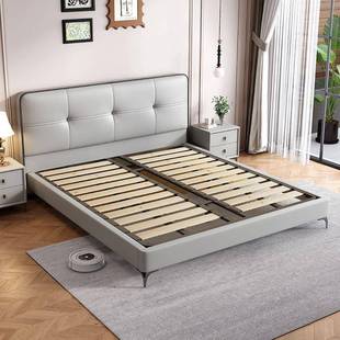 奶油风现代简约纳双帕皮艺床1 靠人主卧大 .51.m储8物带软无品牌