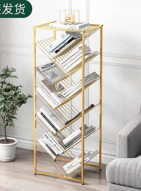 7K易书架简约生落地多简层收纳架轻奢铁艺LDV学置物架小书柜树形