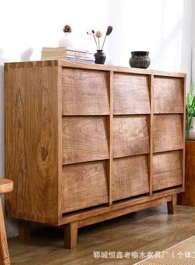 老榆木九斗柜带抽屉多柜格储柜边靠墙展示81558中式家用物柜