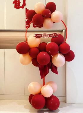 结客婚婚庆庆红色球气圆环立柱装饰厅婚房CYH客厅喜场景布置路引