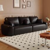 法式 古风油蜡皮沙发小AMS型客户厅用公寓中古家风做旧复棕色直排