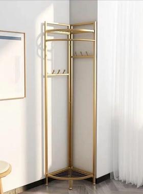 转角衣帽挂架落EIS地卧简易拐角墙晾衣服架家贴用金边轻奢角落衣