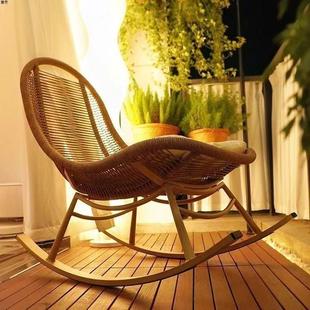 阳台摇椅园摇摇躺GPU椅家用懒人客厅休闲单藤人花外藤椅庭院户编