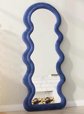 星地奶油城风落式波浪全间身镜家用衣帽轻奢ALD穿衣镜理