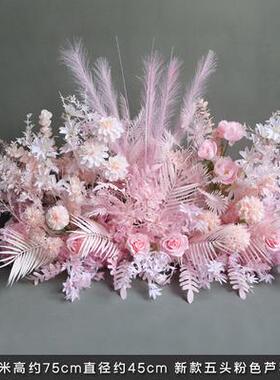 2迎025款婚庆百搭红色系商排花婚礼堂花艺舞新台宾布景场橱QHQ窗